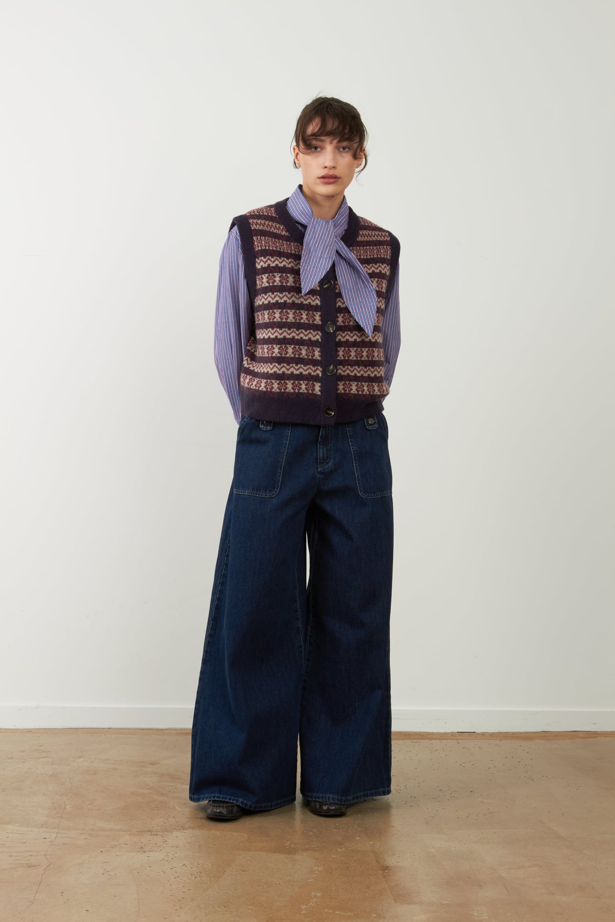 Chaleco de punto Orfeo Paris Aliena jacquard azul marino
