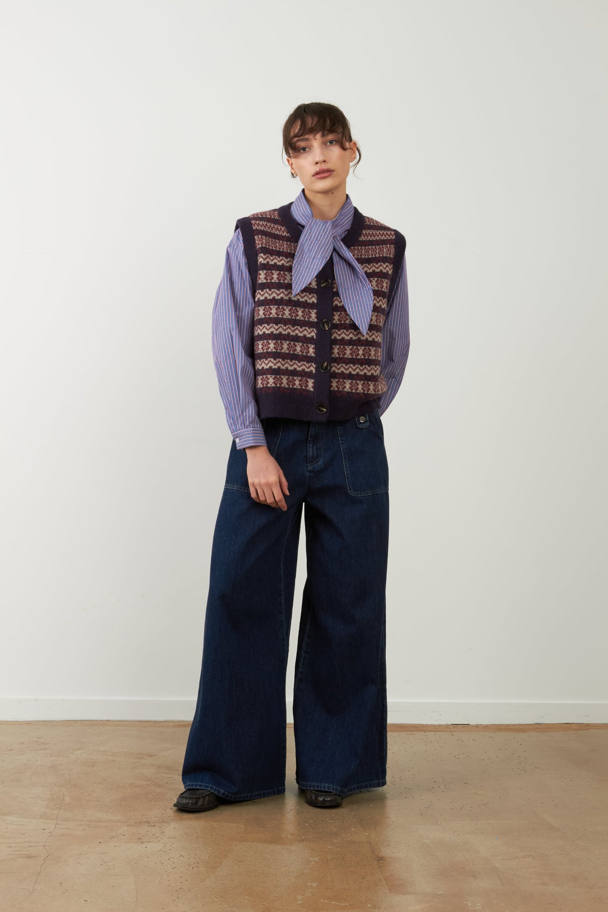 Chaleco de punto Orfeo Paris Aliena jacquard azul marino