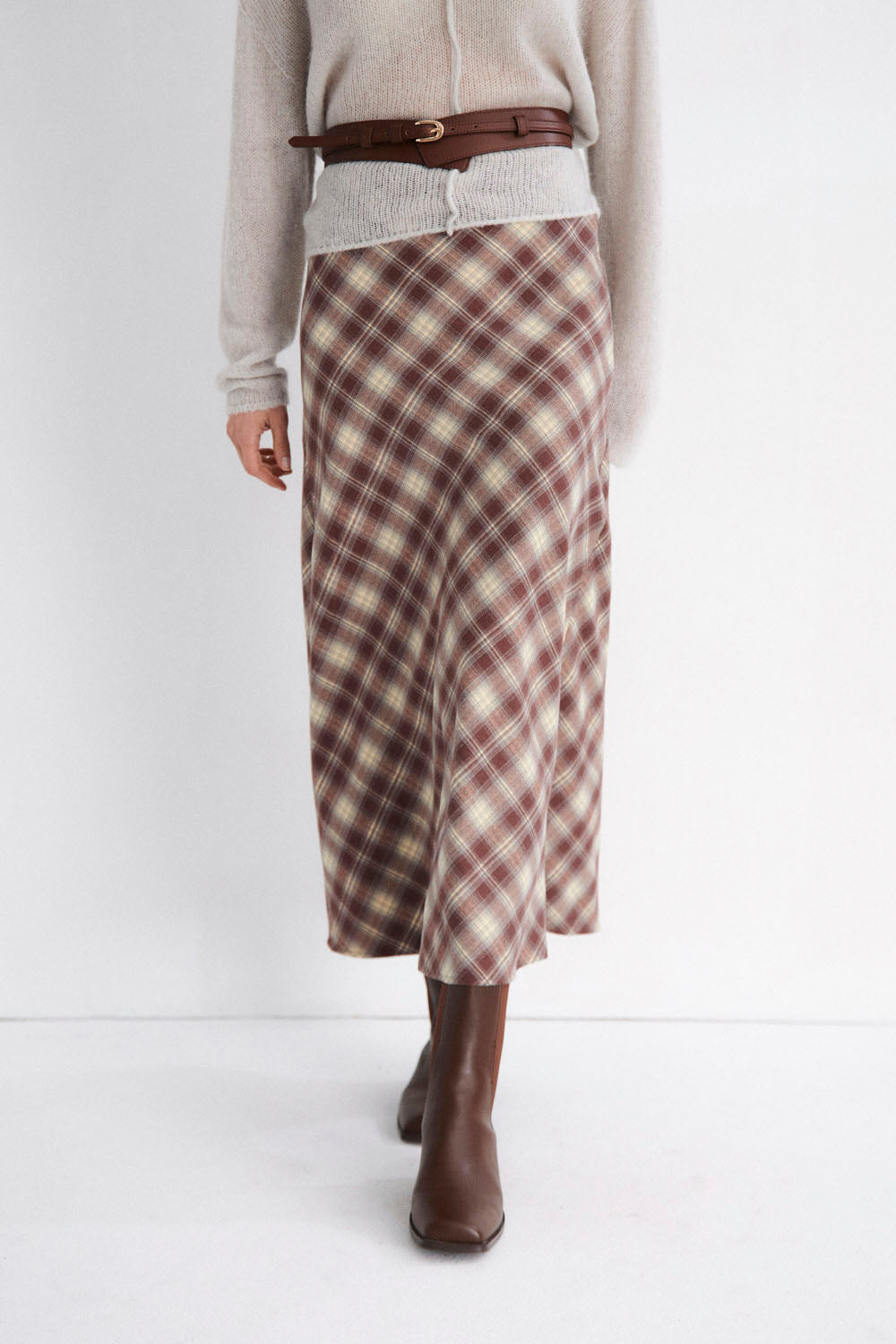 Falda midi Mus & Bombon Sakura al bies granate – vista 2