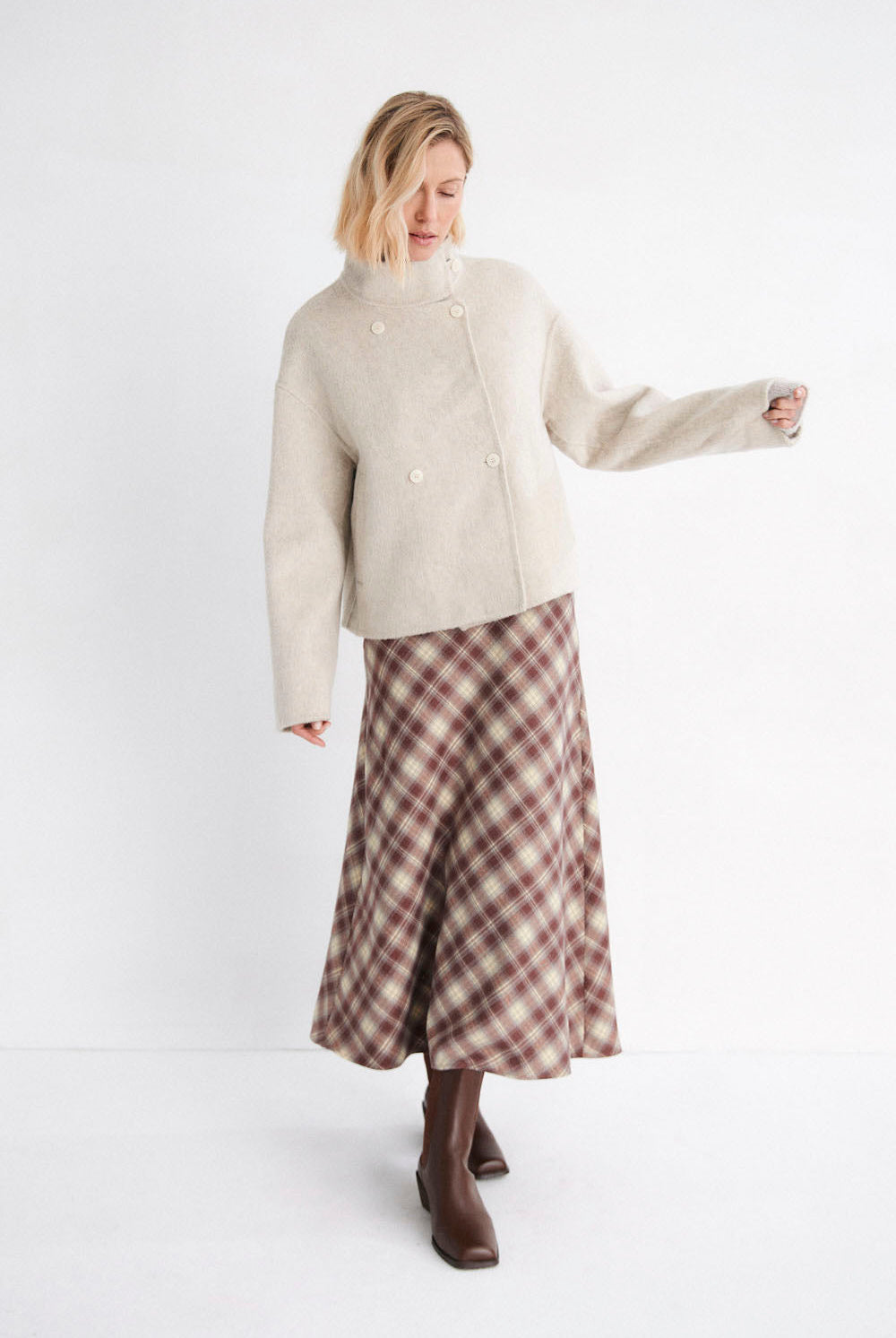 Falda midi Mus & Bombon Sakura al bies granate – vista 3
