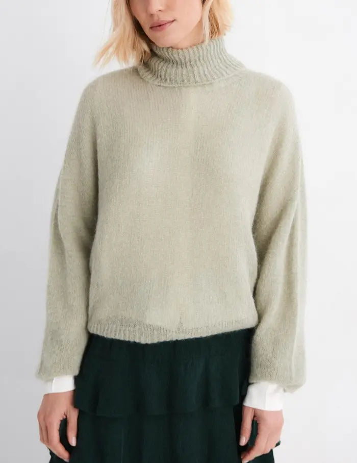 Jersey oversize Mus & Bombon Lumen cuello alto verde – vista 1