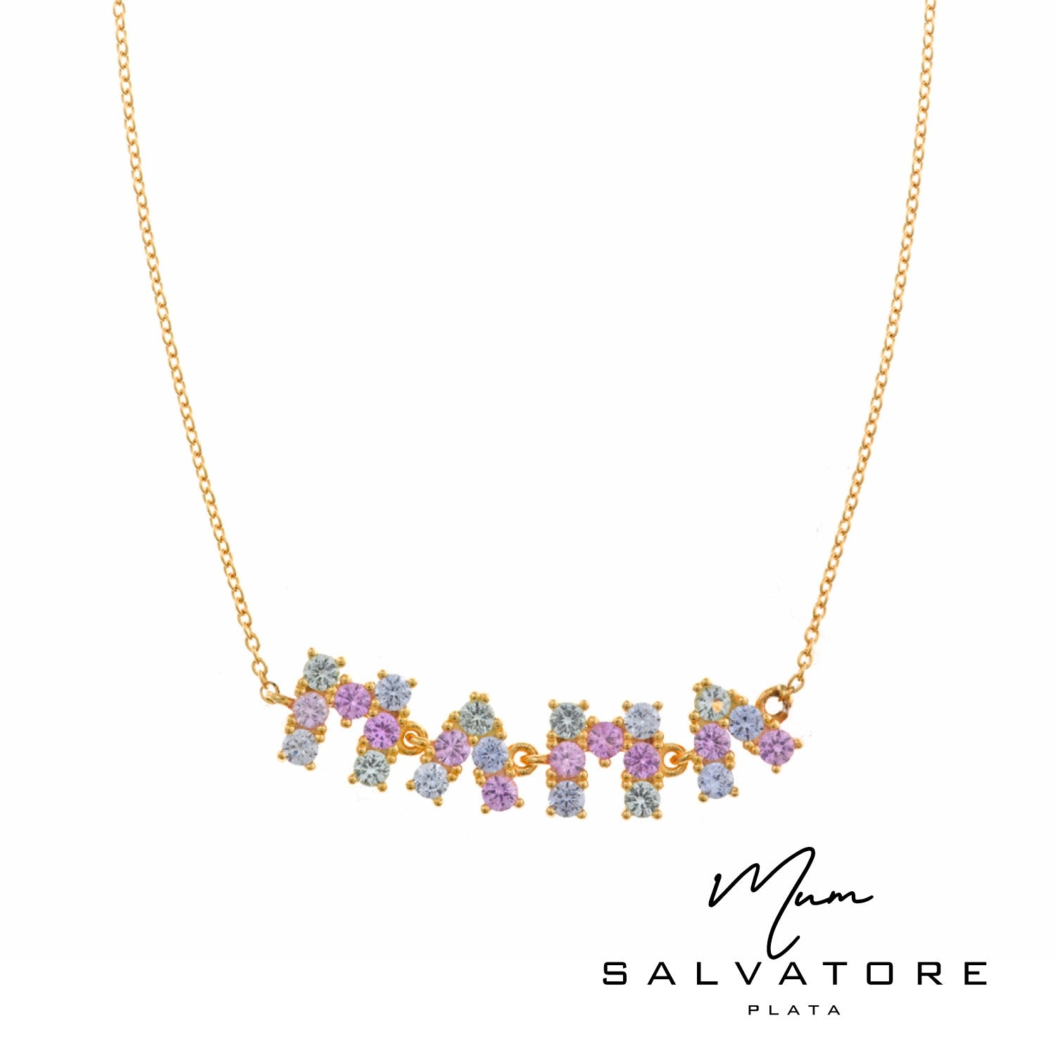 Collar salvatore plata mamádorado con circonitas