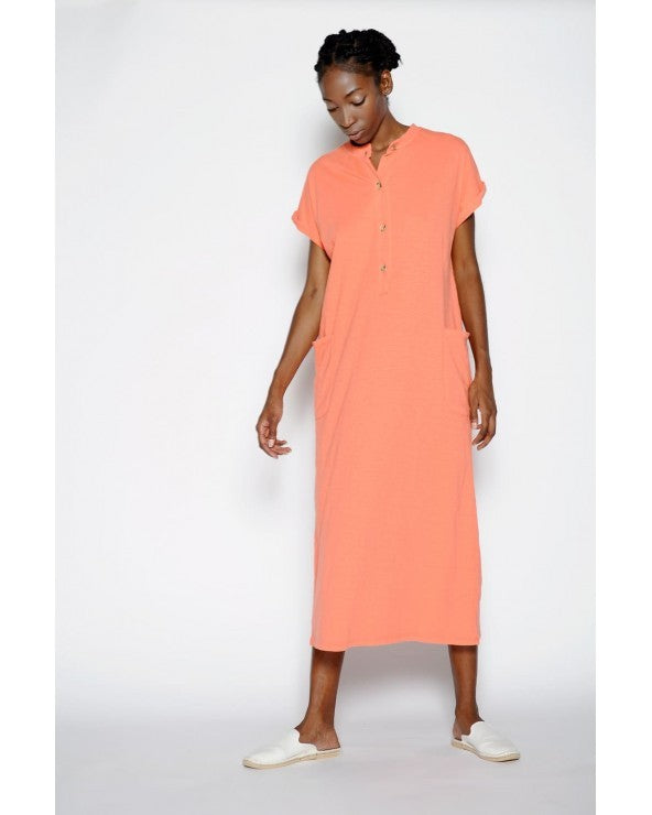 Vestido P A N producto básico naranja abotonado