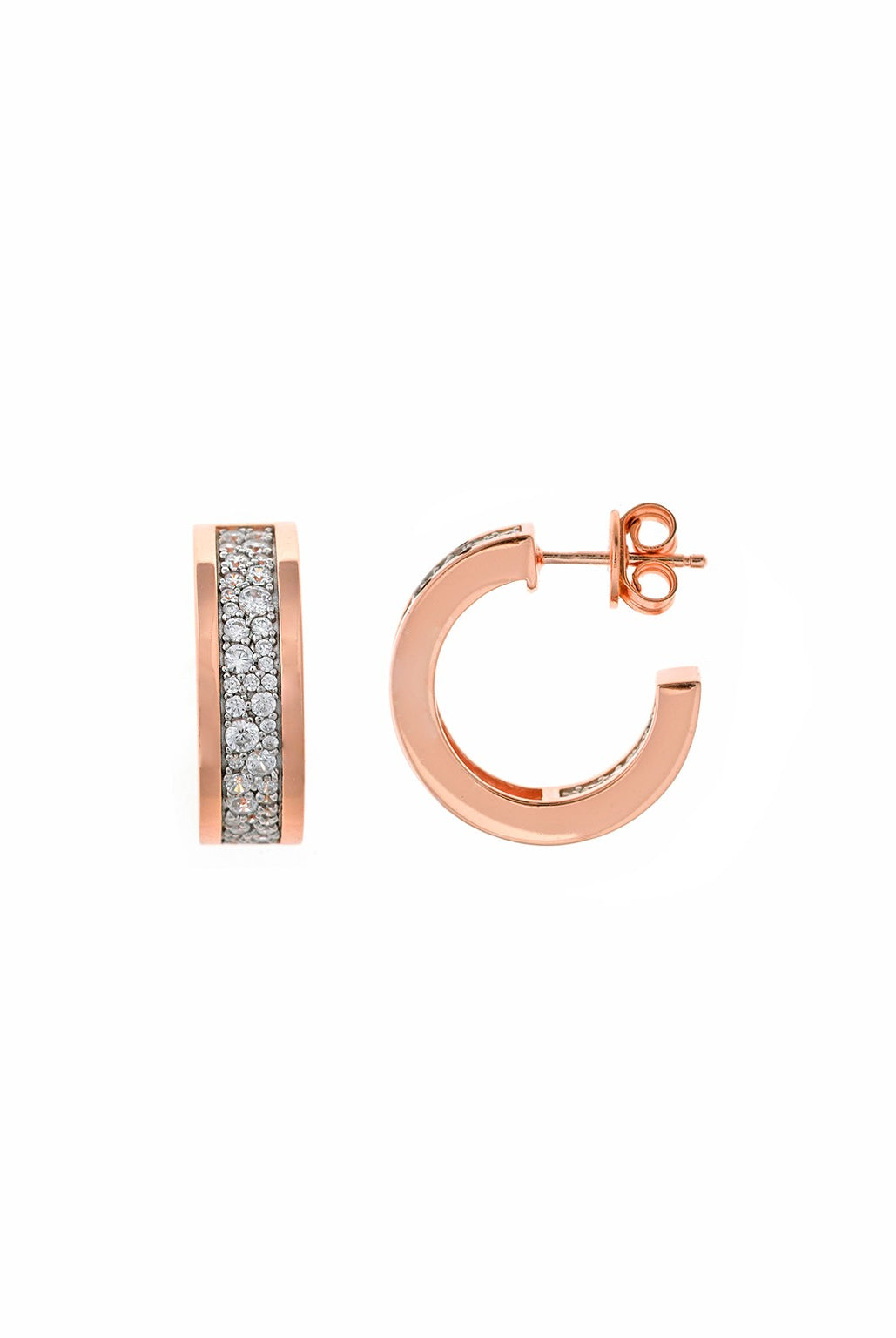 Pendientes SALVATORE PLATA aro en plata de ley con chapado rosa y circonitas blancas