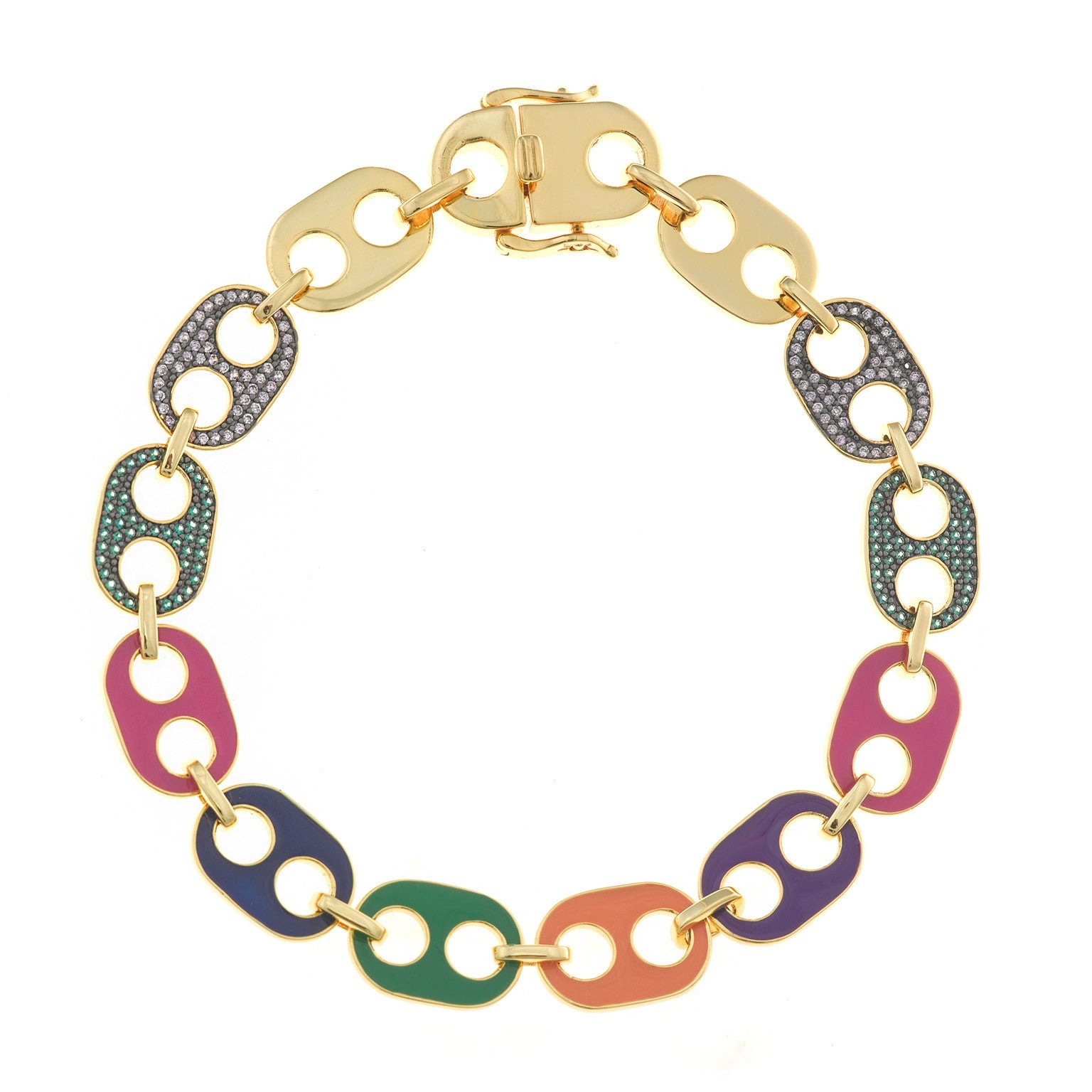 Pulsera SALVATORE PLATA dorado, multicolor con esmalte y circonitas