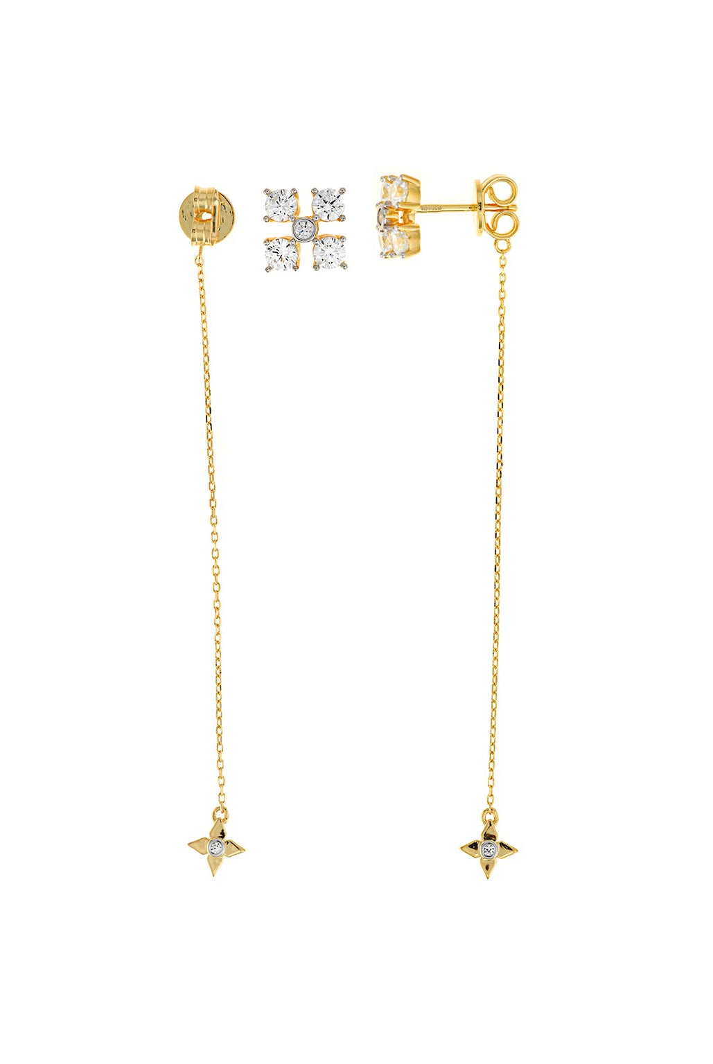 Pendientes SALVATORE PLATA con chapado dorado y circonitas