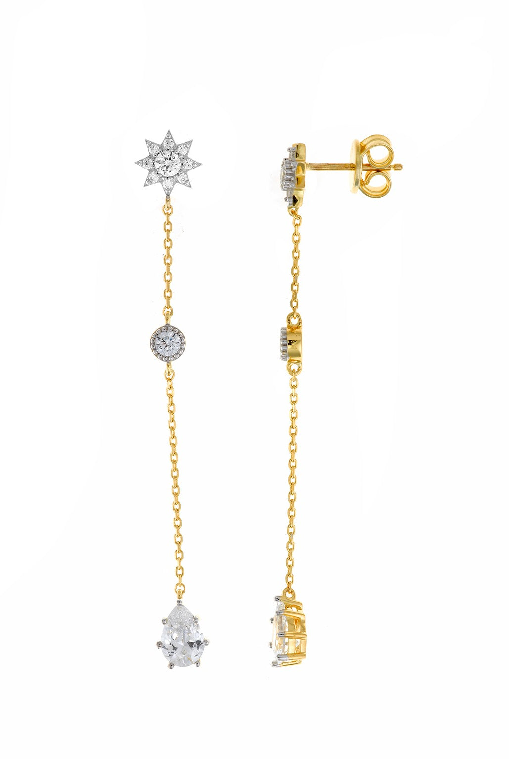 Pendientes SALVATORE PLATA plata de ley chapado dorado y circonitas