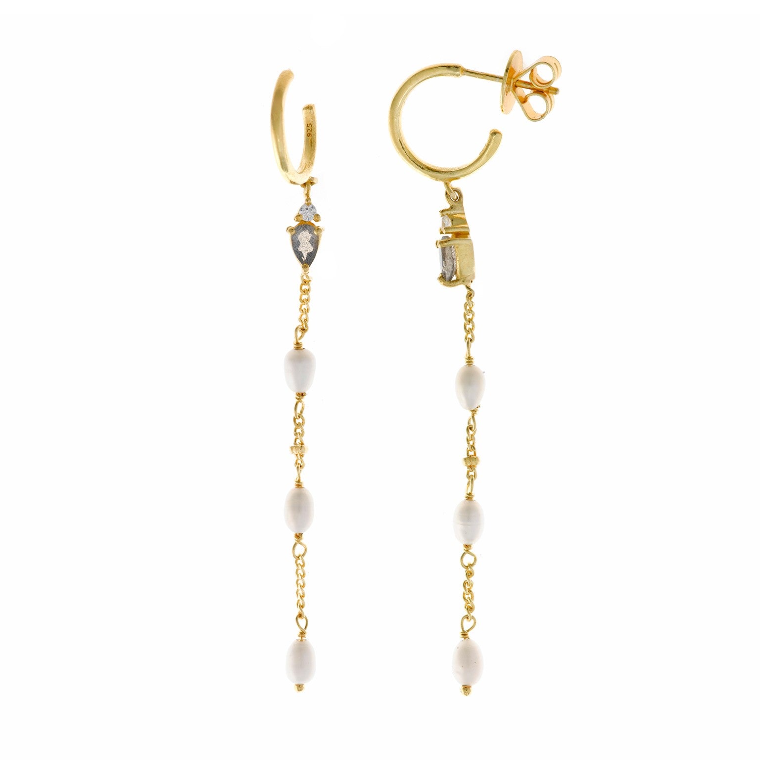 Pendientes salvatore plata dorados y perlas