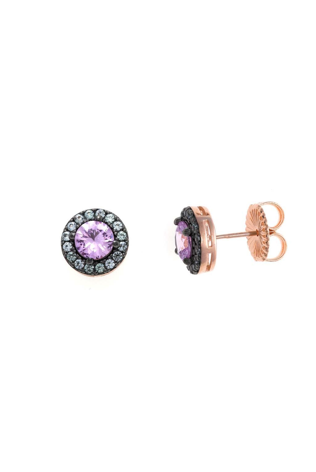 Pendientes salvatore plata circonitas verde y rosa