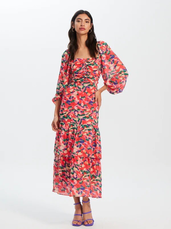 Vestido mioh berta summer estampado de chifon