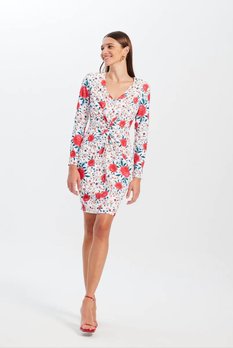 Vestido mioh jimena manila corto con estampado de mantón de manila