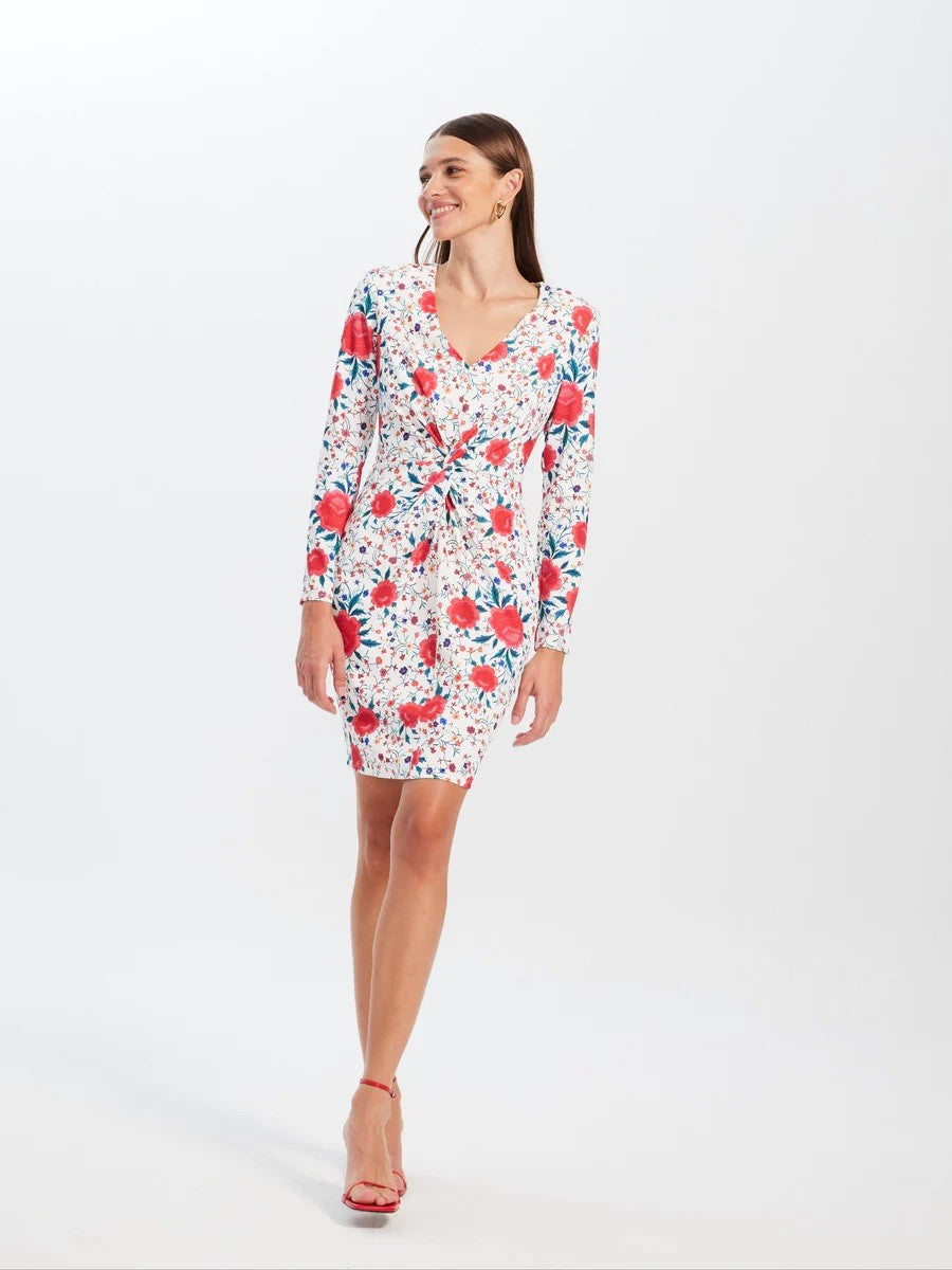 Vestido mioh jimena manila corto con estampado de mantón de manila