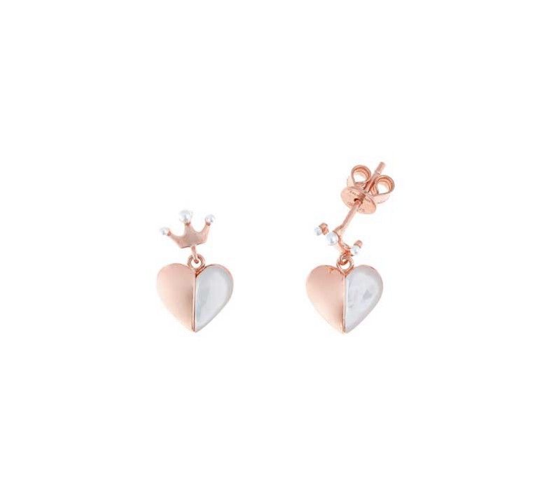 Pendientes salvatore plata de corona y corazón