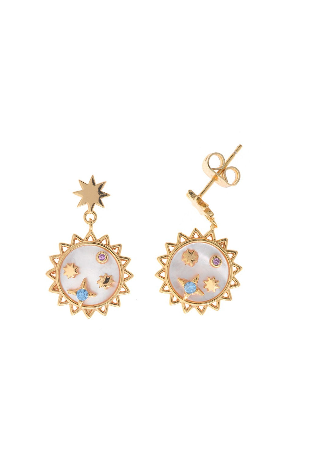 Pendientes salvatore plata con estrella y sol