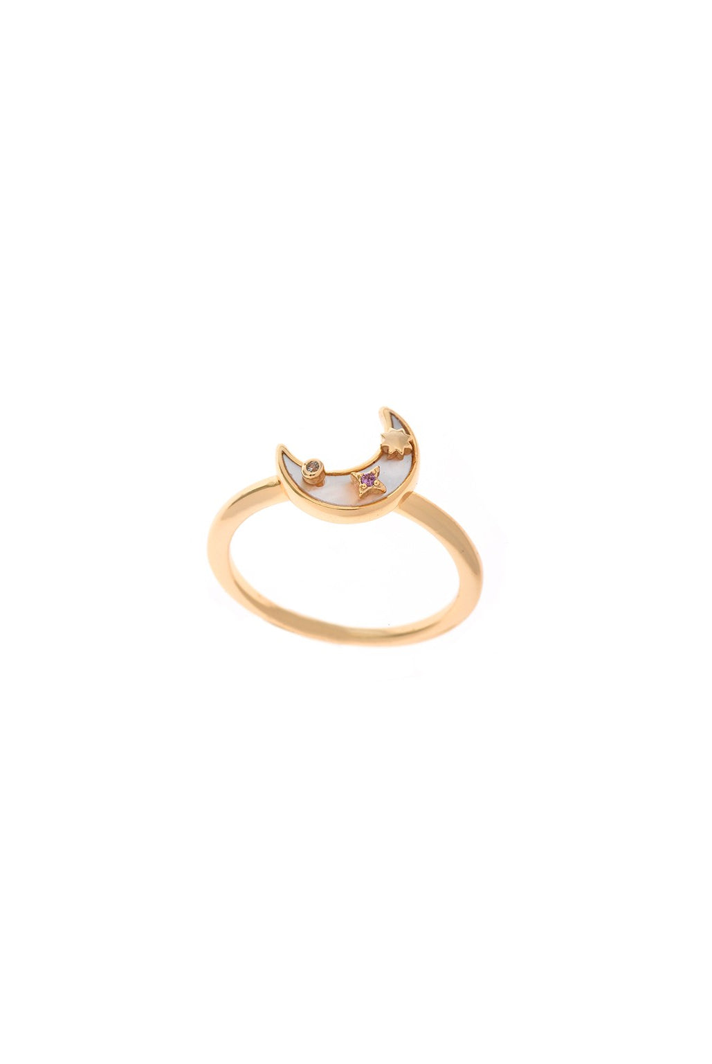 Anillo salvatore plata con luna nacarada