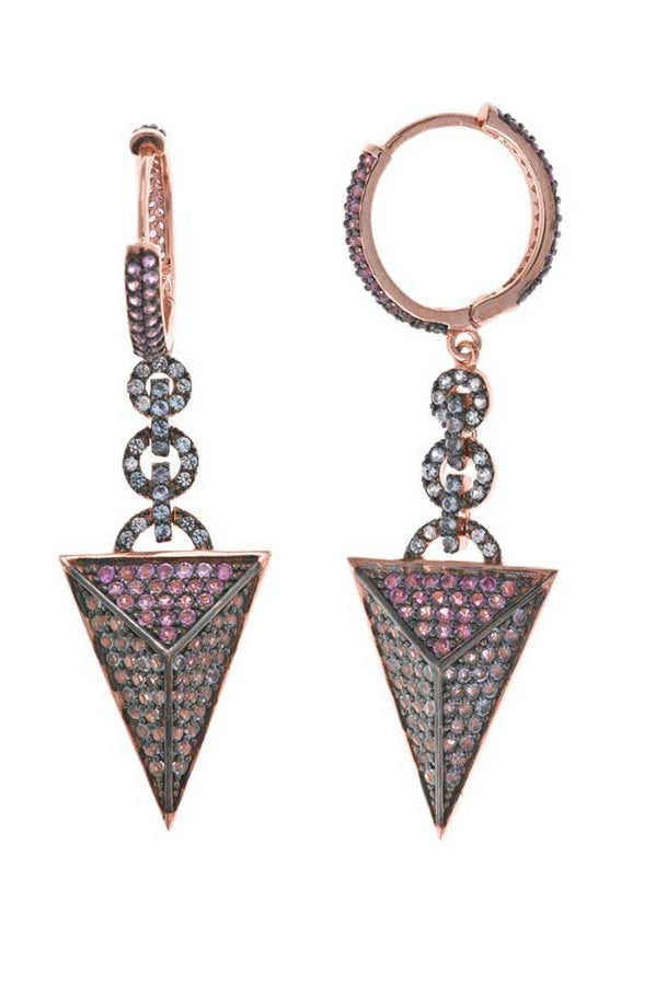 Pendientes salvatore plata con circonitas pequeñas malvas