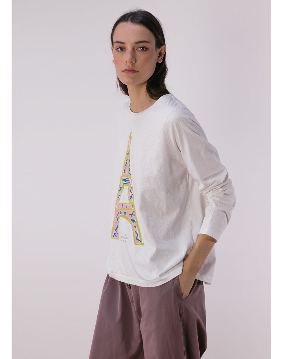 Camiseta Pan Producto Básico Torre Eiffel cruda – vista 1