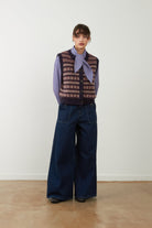 Chaleco de punto Orfeo Paris Aliena jacquard azul marino