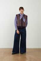 Chaleco de punto Orfeo Paris Aliena jacquard azul marino