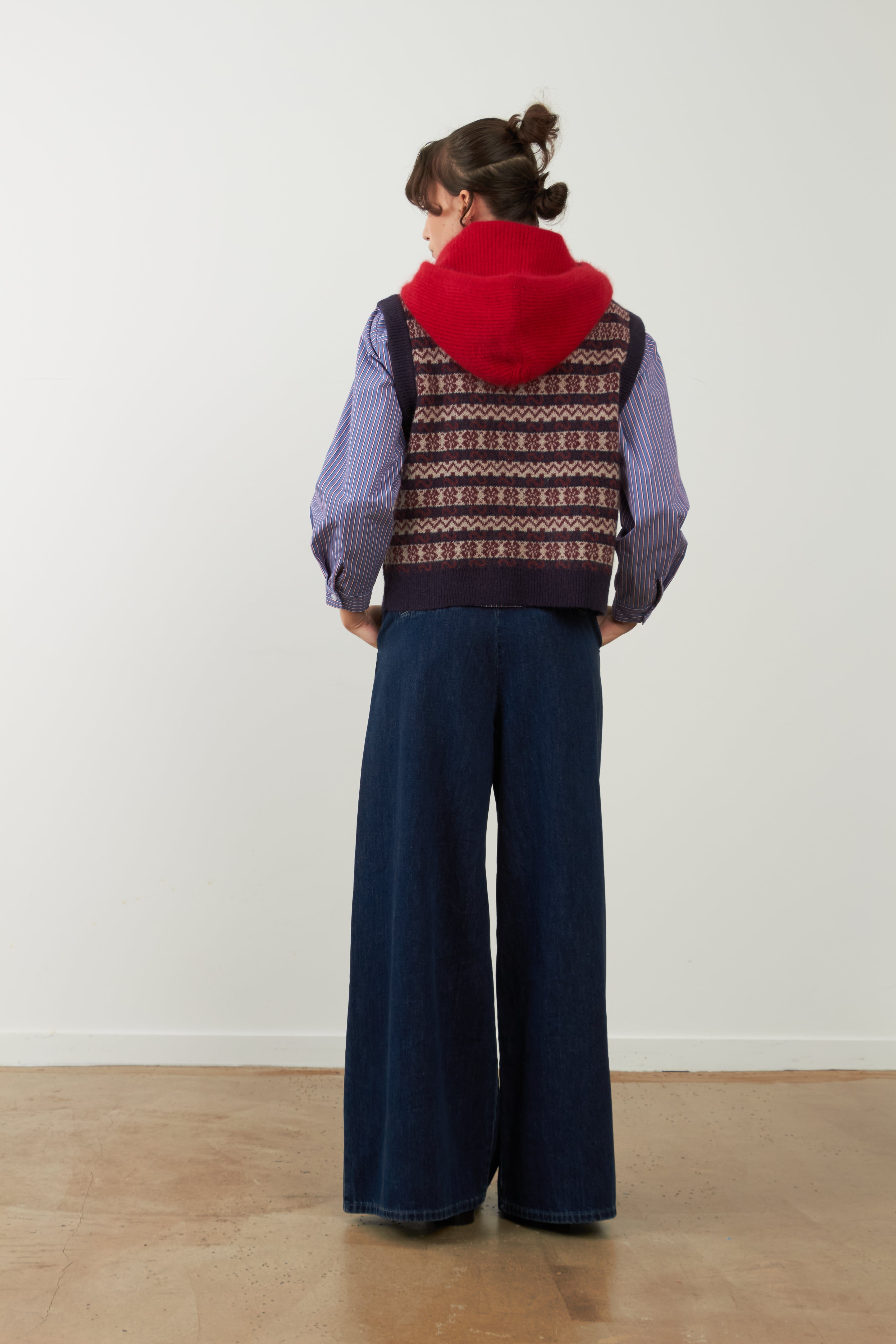 Chaleco de punto Orfeo Paris Aliena jacquard azul marino