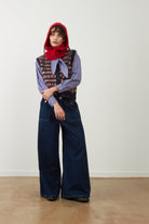 Chaleco de punto Orfeo Paris Aliena jacquard azul marino
