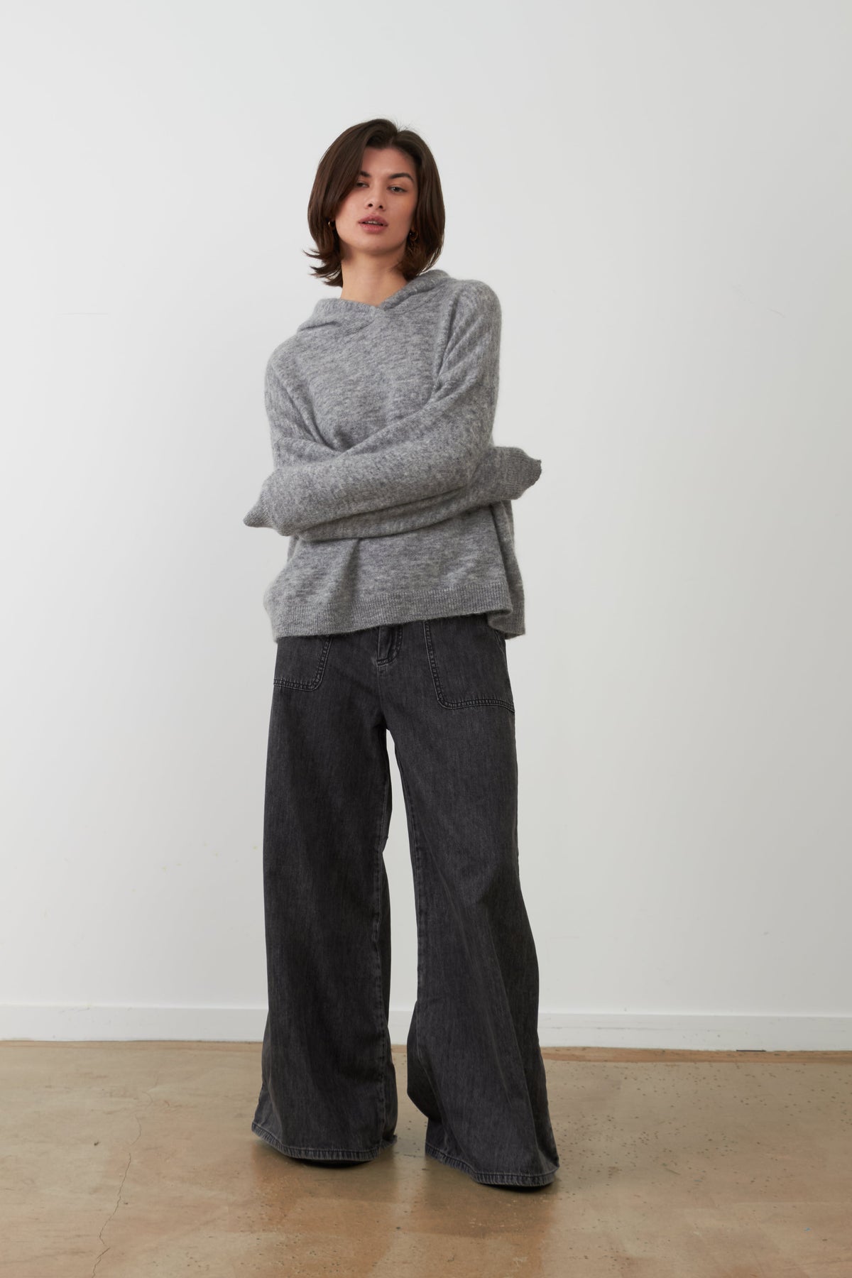 Jersey Orfeo Paris Farrah con capucha gris jaspeado