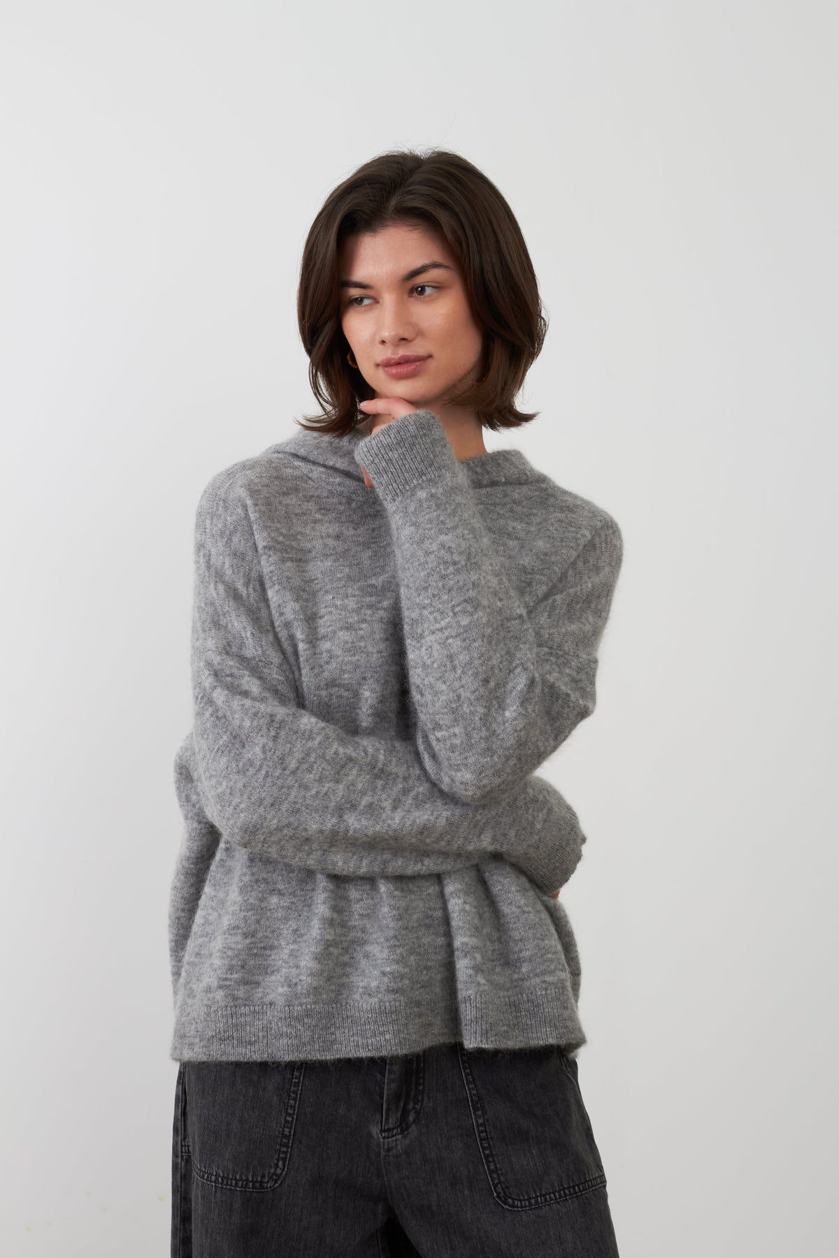 Jersey Orfeo Paris Farrah con capucha gris jaspeado