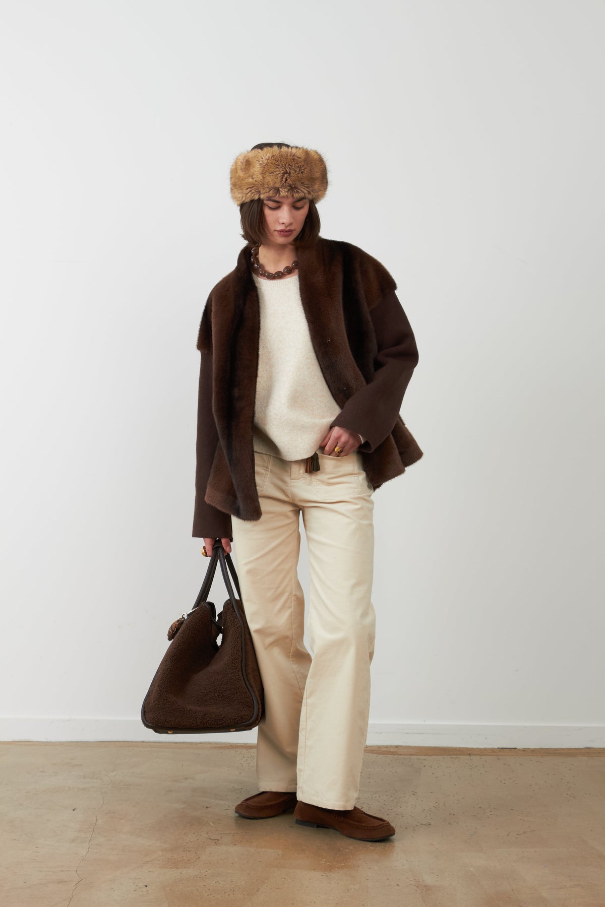 Chaqueta con pelo Orfeo Paris Yana chocolate