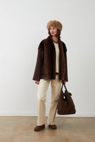 Chaqueta con pelo Orfeo Paris Yana chocolate