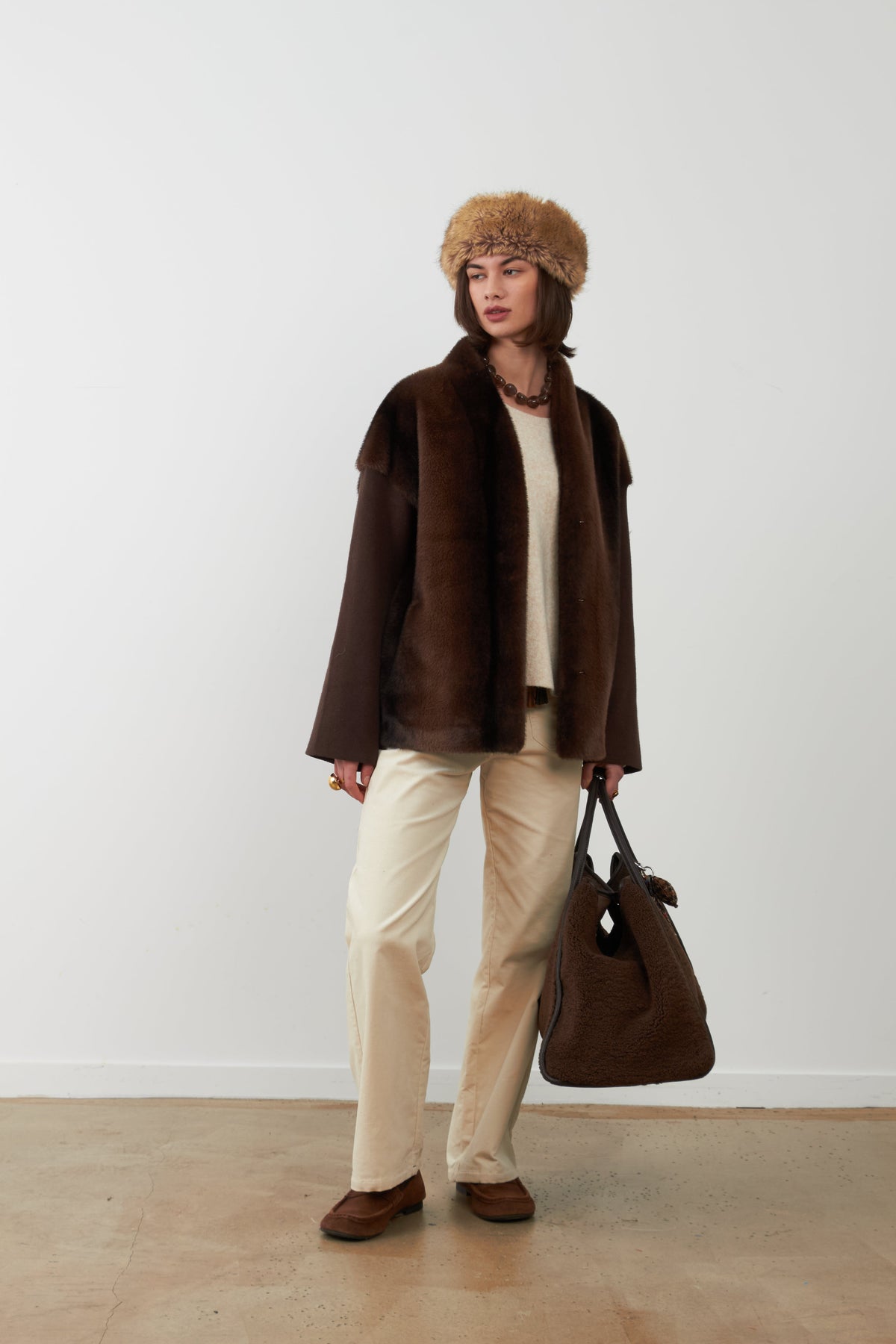 Chaqueta con pelo Orfeo Paris Yana chocolate
