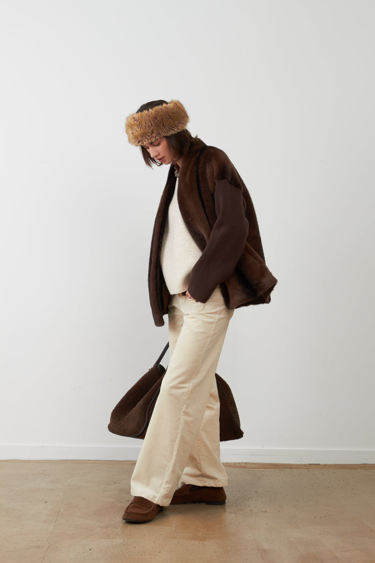 Chaqueta con pelo Orfeo Paris Yana chocolate