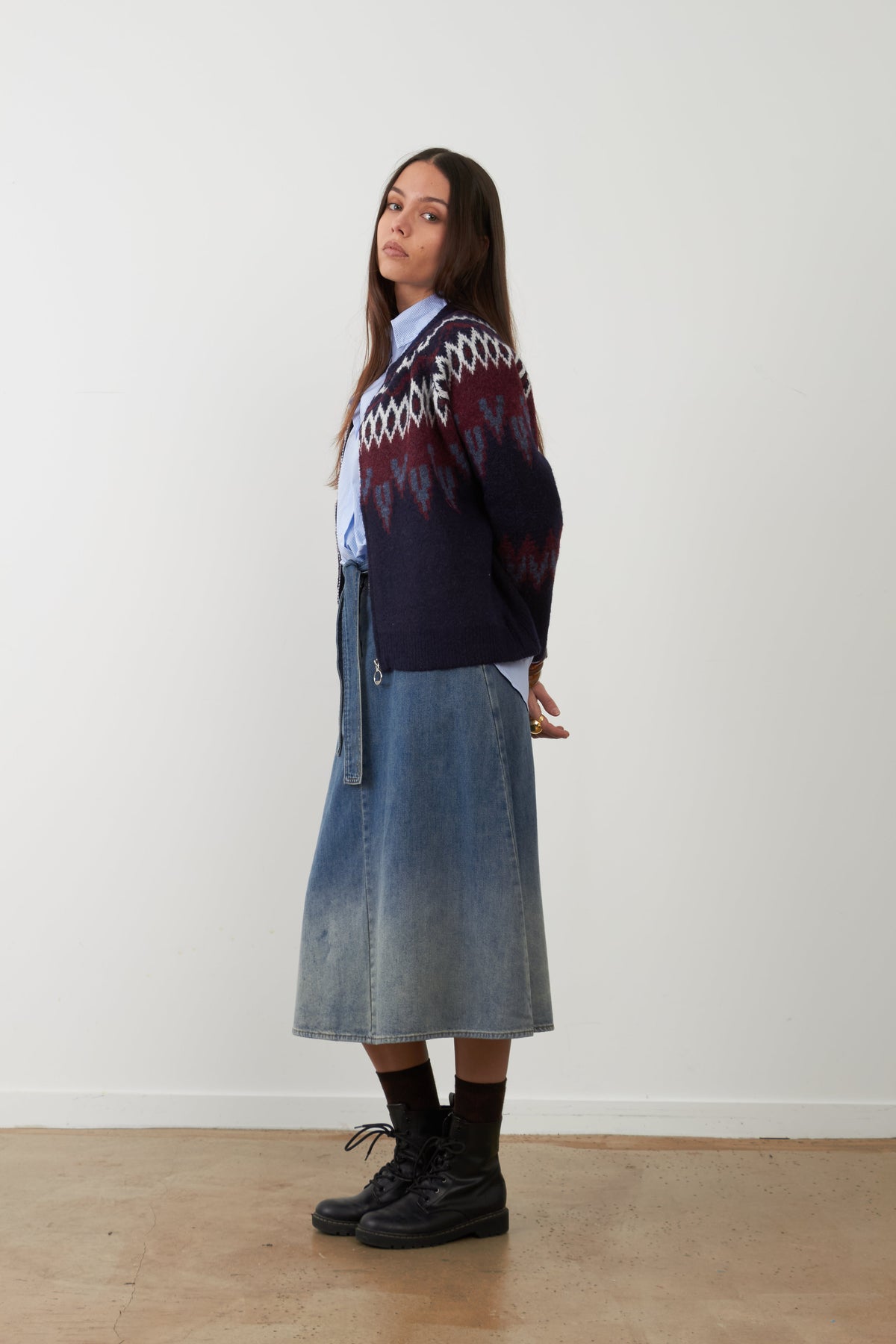 Jersey jacquard Orfeo Paris Alistair marino y burdeos