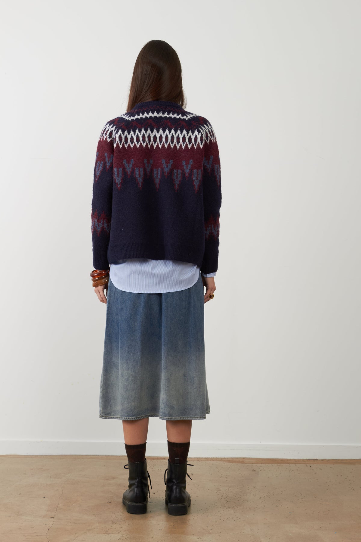Jersey jacquard Orfeo Paris Alistair marino y burdeos